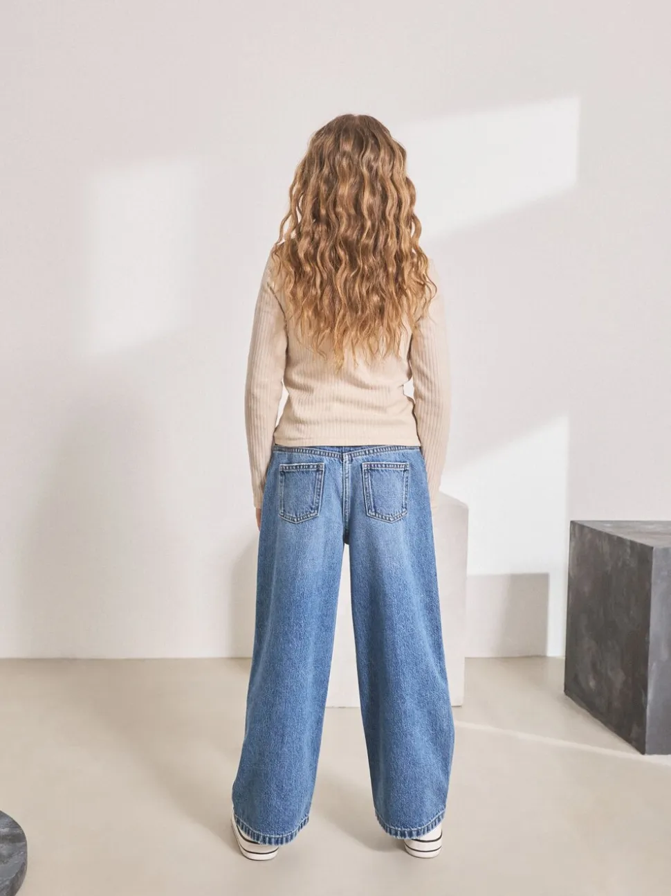 Medium denimblauw - Jeans met wijde pijpen (3-16 jr)