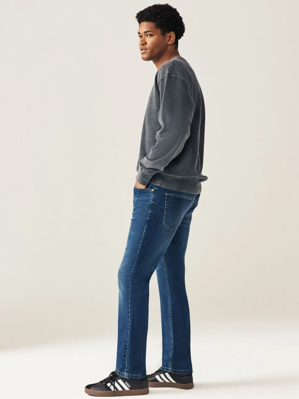 Mediumblauw - Enkele - Slim fit klassieke stretchy jeans