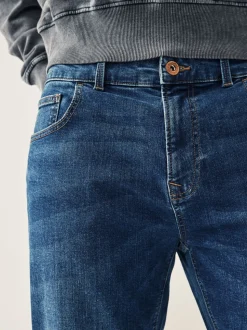 Mediumblauw - Enkele - Slim fit klassieke stretchy jeans