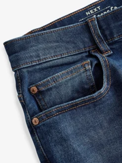 Mediumblauw - Klassieke stretchjeans met standaard taps toelopende pasvorm