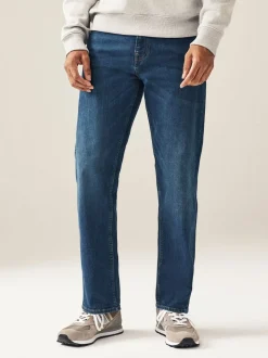 Mediumblauw - Rechte, klassieke jeans met stretch