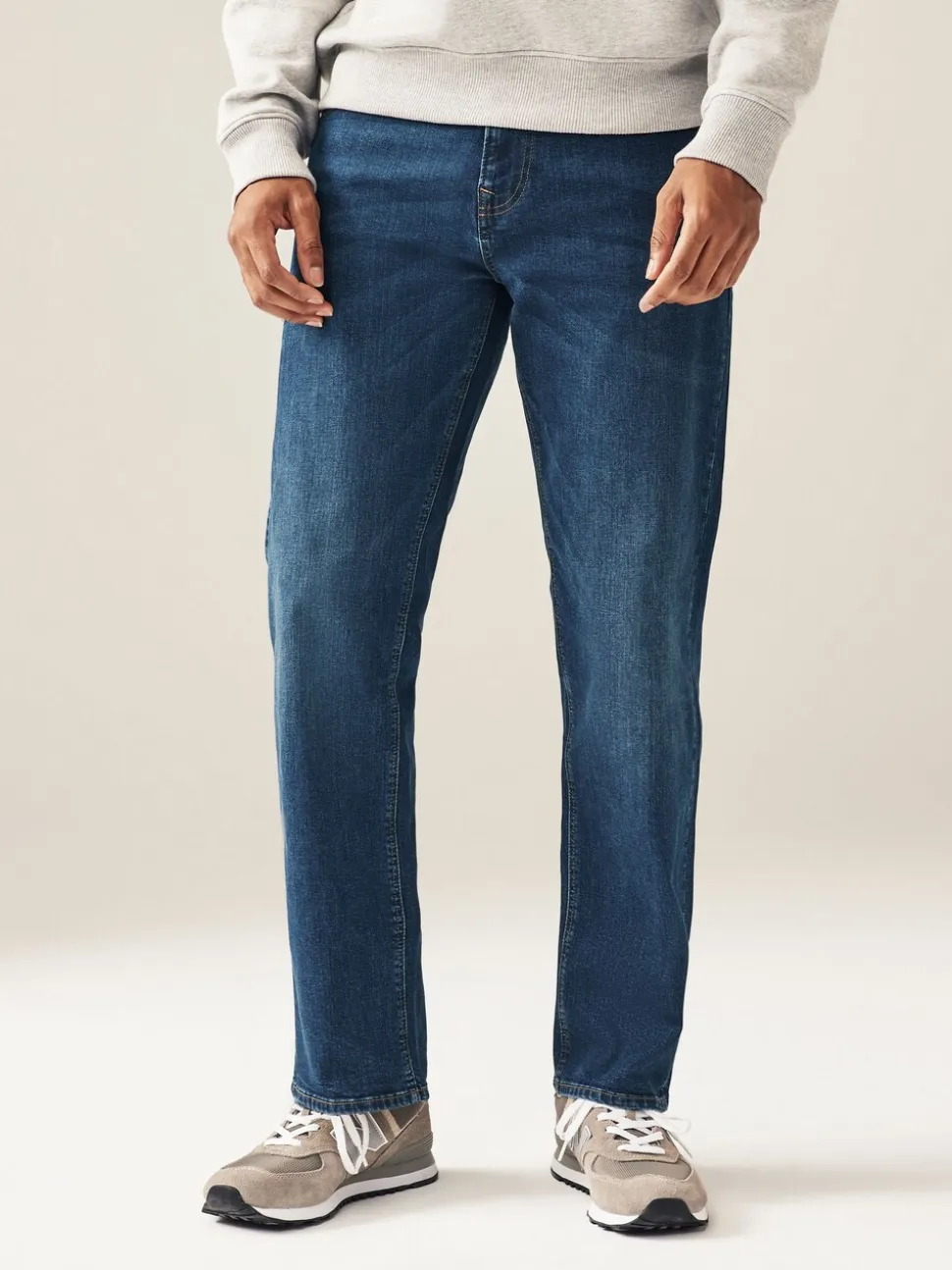 Mediumblauw - Rechte, klassieke jeans met stretch