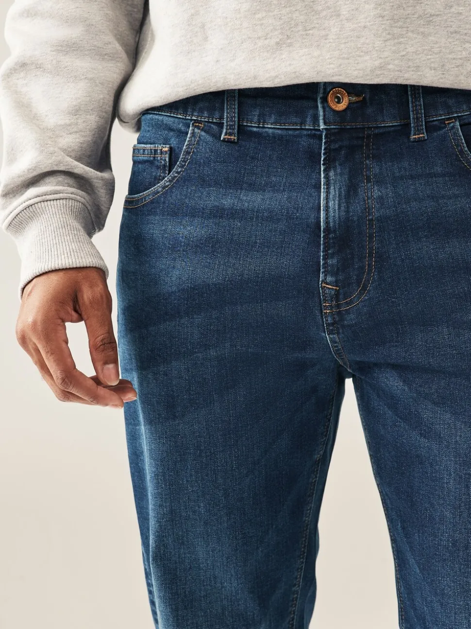 Mediumblauw - Rechte, klassieke jeans met stretch