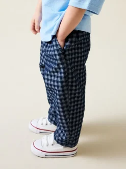 Mediumblauw geruit - Barrel jeans (3mnd -7jr)