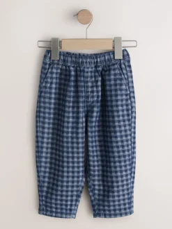 Mediumblauw geruit - Barrel jeans (3mnd -7jr)