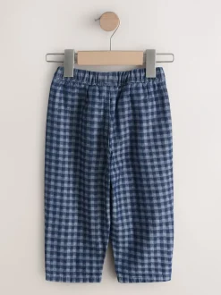 Mediumblauw geruit - Barrel jeans (3mnd -7jr)