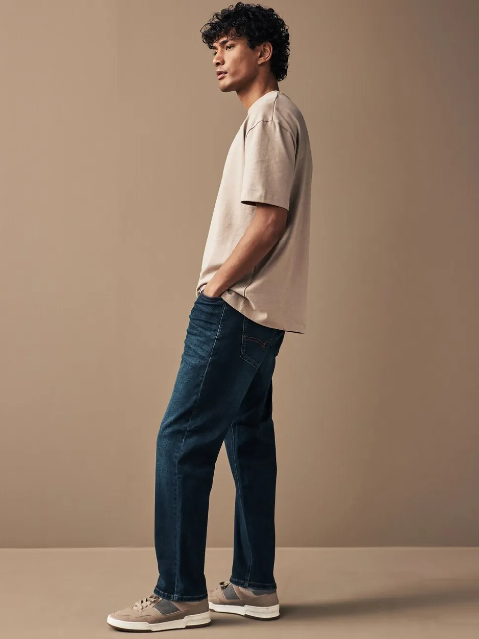 Medium-indigoblauw - Straight fit - Motionflex jeans