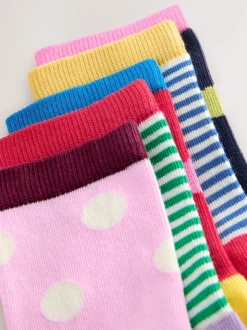 Meerdere kleuren - Katoenrijke enkelsokken met Strepen en stippen 5 paar