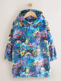 Meerkleurig gamer - Fleece deken met capuchon (3-16jr)