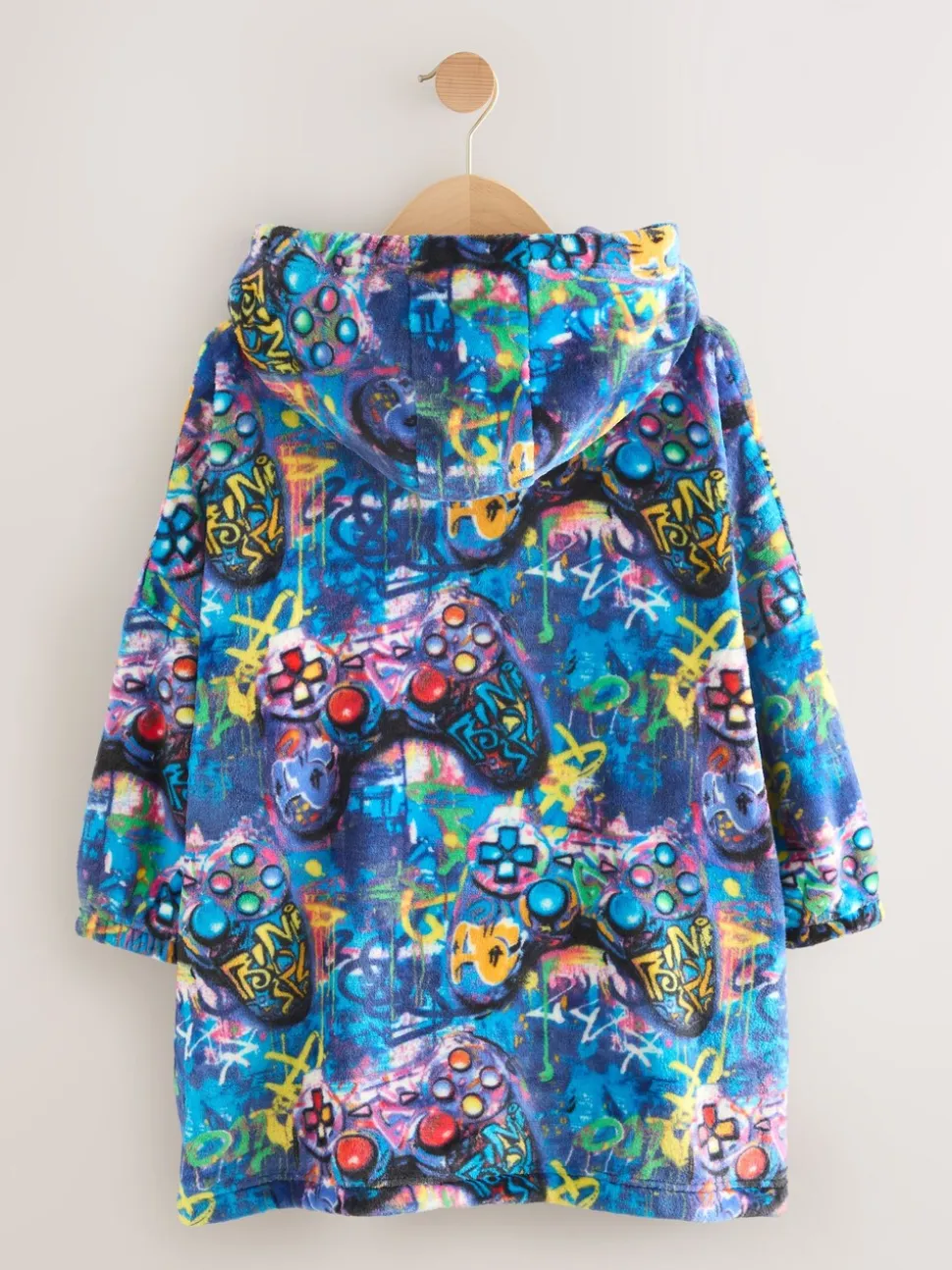 Meerkleurig gamer - Fleece deken met capuchon (3-16jr)