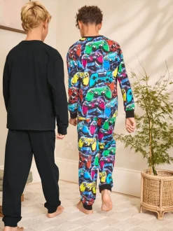 Meerkleurig gamer - Verpakking van 2 pyjama's met lange mouwen (3-16 jr)