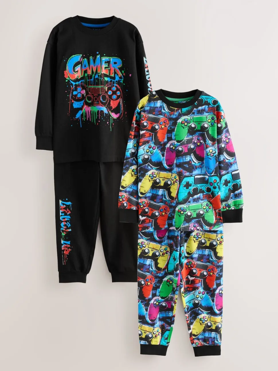 Meerkleurig gamer - Verpakking van 2 pyjama's met lange mouwen (3-16 jr)