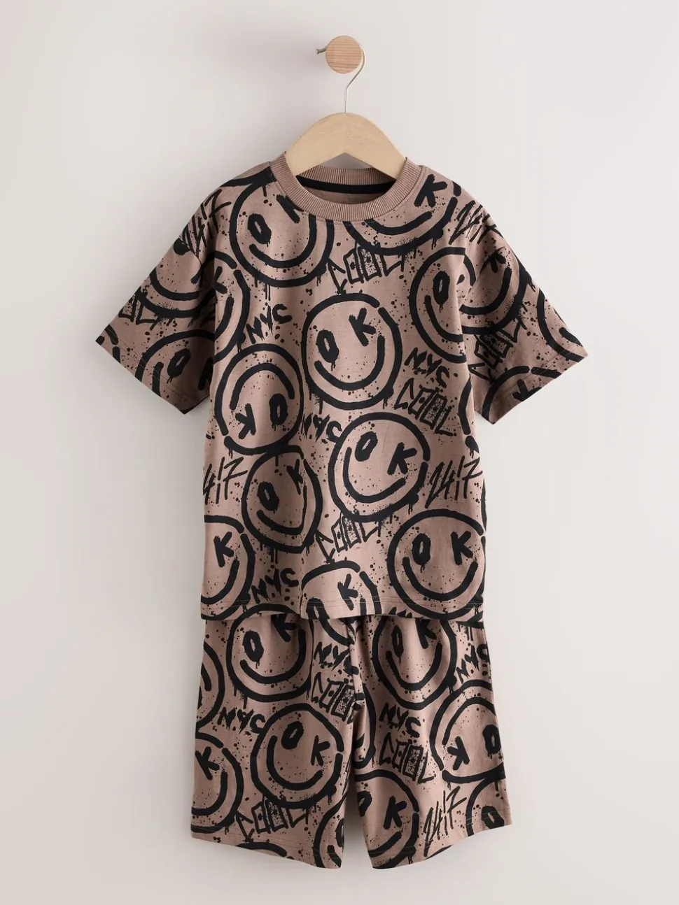 Meerkleurig graffiti - 100% katoenen korte pyjama set van 3 (4 - 16 jr)