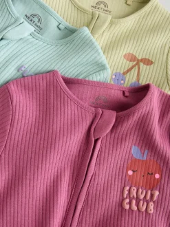 Meerkleurig met bloemenprint - Verpakking van 3 babyslaappakjes met tweewegrits (0 mnd - 3 jr)