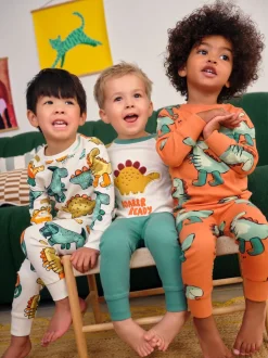 Meerkleurig met dinosaurussen - Verpakking van 3 knusse pyjama's (9 mnd-10 jr)