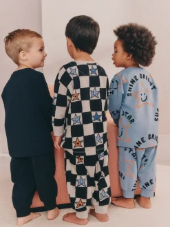 Meerkleurig ster- en dambordmotief - Verpakking van 3 oversized pyjama's 3 (9mnd -10jr)