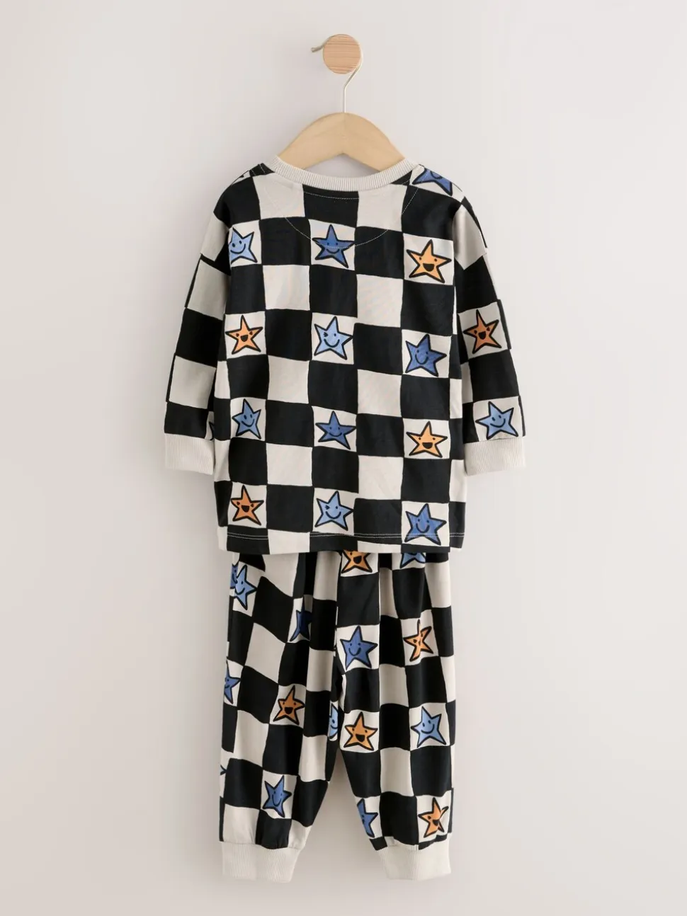 Meerkleurig ster- en dambordmotief - Verpakking van 3 oversized pyjama's 3 (9mnd -10jr)