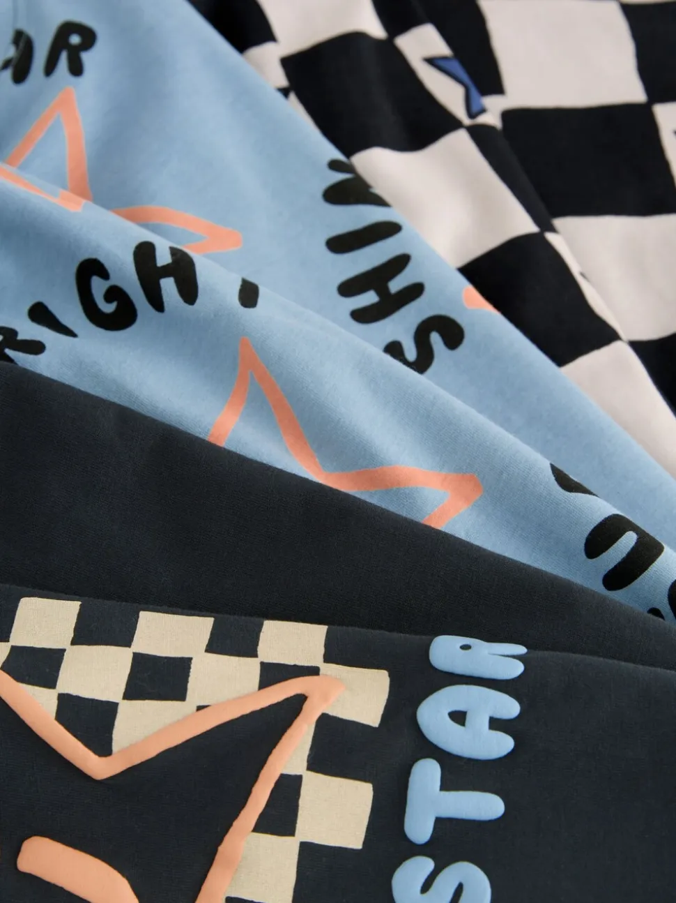 Meerkleurig ster- en dambordmotief - Verpakking van 3 oversized pyjama's 3 (9mnd -10jr)