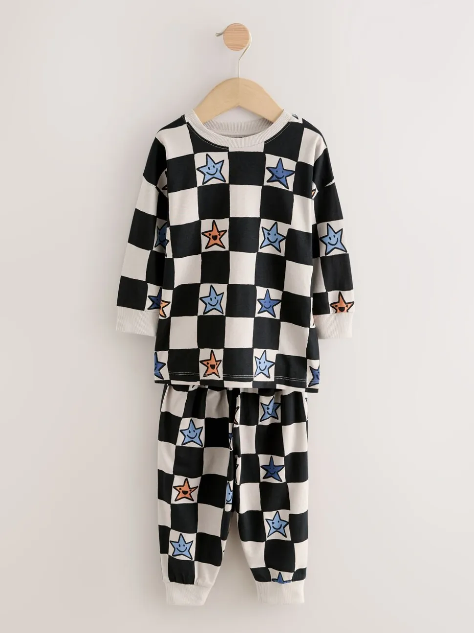 Meerkleurig ster- en dambordmotief - Verpakking van 3 oversized pyjama's 3 (9mnd -10jr)