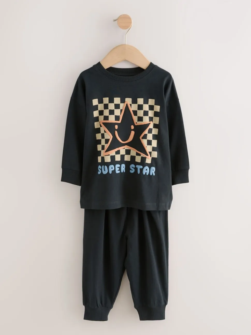 Meerkleurig ster- en dambordmotief - Verpakking van 3 oversized pyjama's 3 (9mnd -10jr)