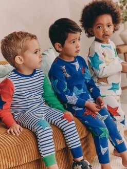 Meerkleurig sterren - Verpakking van 3 knusse pyjama's (9 mnd-10 jr)
