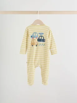 Meerkleurig voertuigen - Verpakking van 3 babyslaappakjes met tweewegrits (0 mnd - 2 jr)