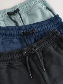 Meerkleurig Zwart/Marine/Mineraal - Verpakking van 3 slim fit joggingbroeken met (3-16jaar)