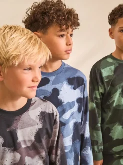 Meerkleurige camouflageprint - Verpakking van 3 pyjama's met lange mouwen (3-16 jr)