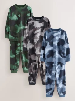 Meerkleurige camouflageprint - Verpakking van 3 pyjama's met lange mouwen (3-16 jr)