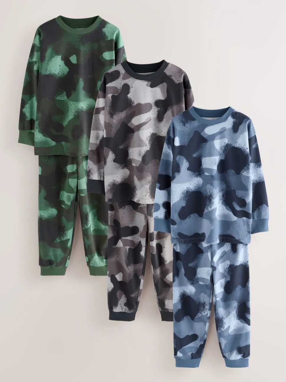 Meerkleurige camouflageprint - Verpakking van 3 pyjama's met lange mouwen (3-16 jr)