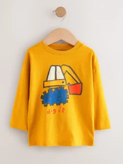 Meerkleurige Digger - Set van 3 T-shirts met grafische print en lange mouwen (3mnd-7jr)