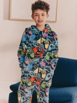 Meerkleurige Gamer - Fleece onesie (3-16 jr)
