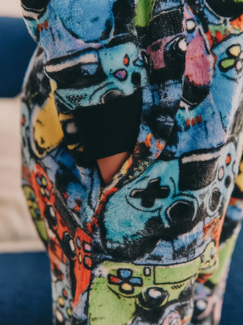 Meerkleurige Gamer - Fleece onesie (3-16 jr)