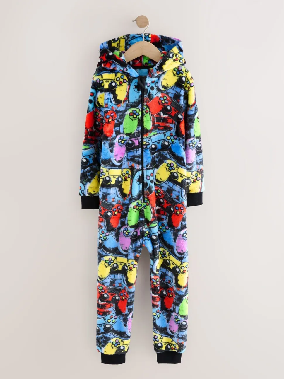 Meerkleurige Gamer - Fleece onesie (3-16 jr)