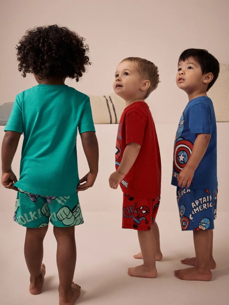 Meerkleurige mini Marvel - 100% katoenen korte pyjama's verpakking van 3 (12 mnd - 11 jr)