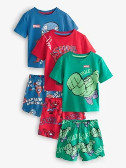 Meerkleurige mini Marvel - 100% katoenen korte pyjama's verpakking van 3 (12 mnd - 11 jr)