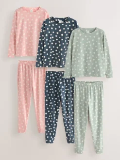 Met stippen - Long Sleeve Pyjamas 3 Pack