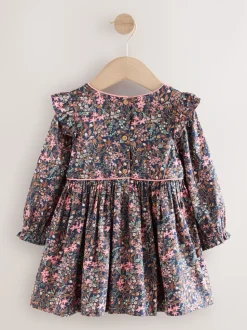 Met vrolijke print - Jurk met ruche en lange mouwen (3mnd-8jr)