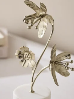 Metal Flower Ornament On Marble Base