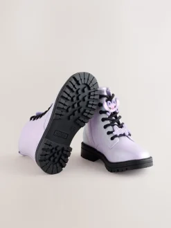 Metallic paars - Lilo & Stitch warmgevoerde enkellaarzen met vetersluiting