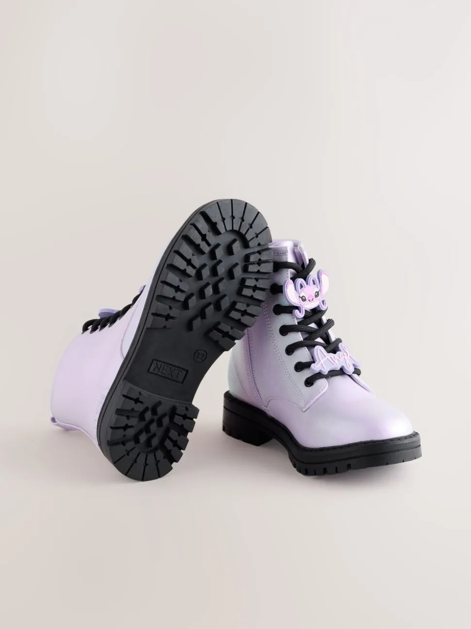 Metallic paars - Lilo & Stitch warmgevoerde enkellaarzen met vetersluiting