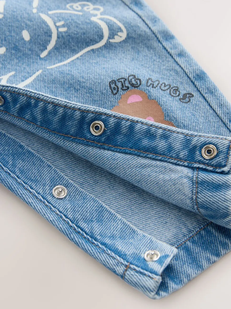 Mid Blue Cat - Printed Denim Dungarees (3mths-7yrs)