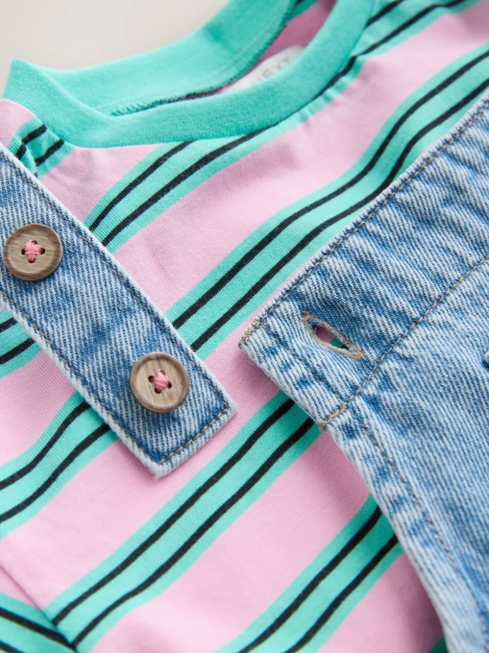 Mid Blue Cat - Printed Denim Dungarees (3mths-7yrs)