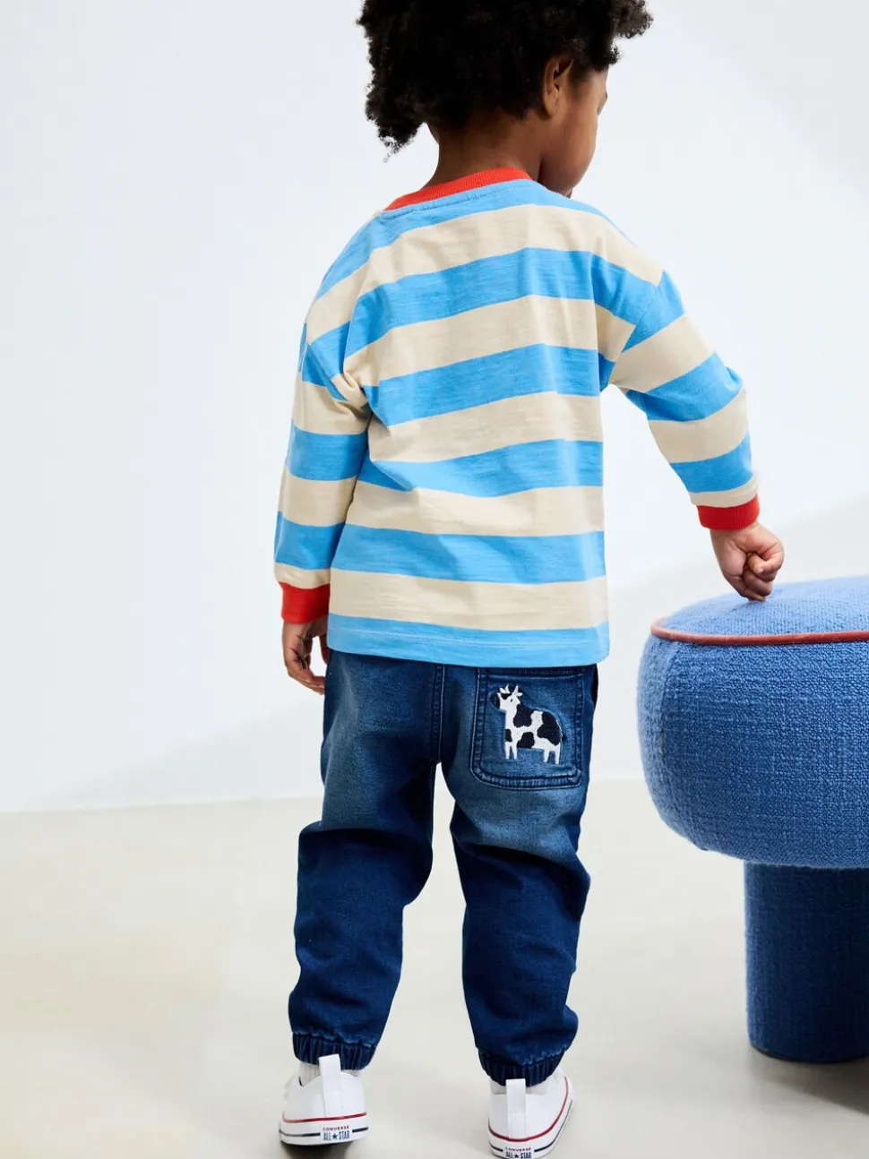 Middelblauw Boerderijpersonage - Jeans met elastische taille (3mnd-7jr)