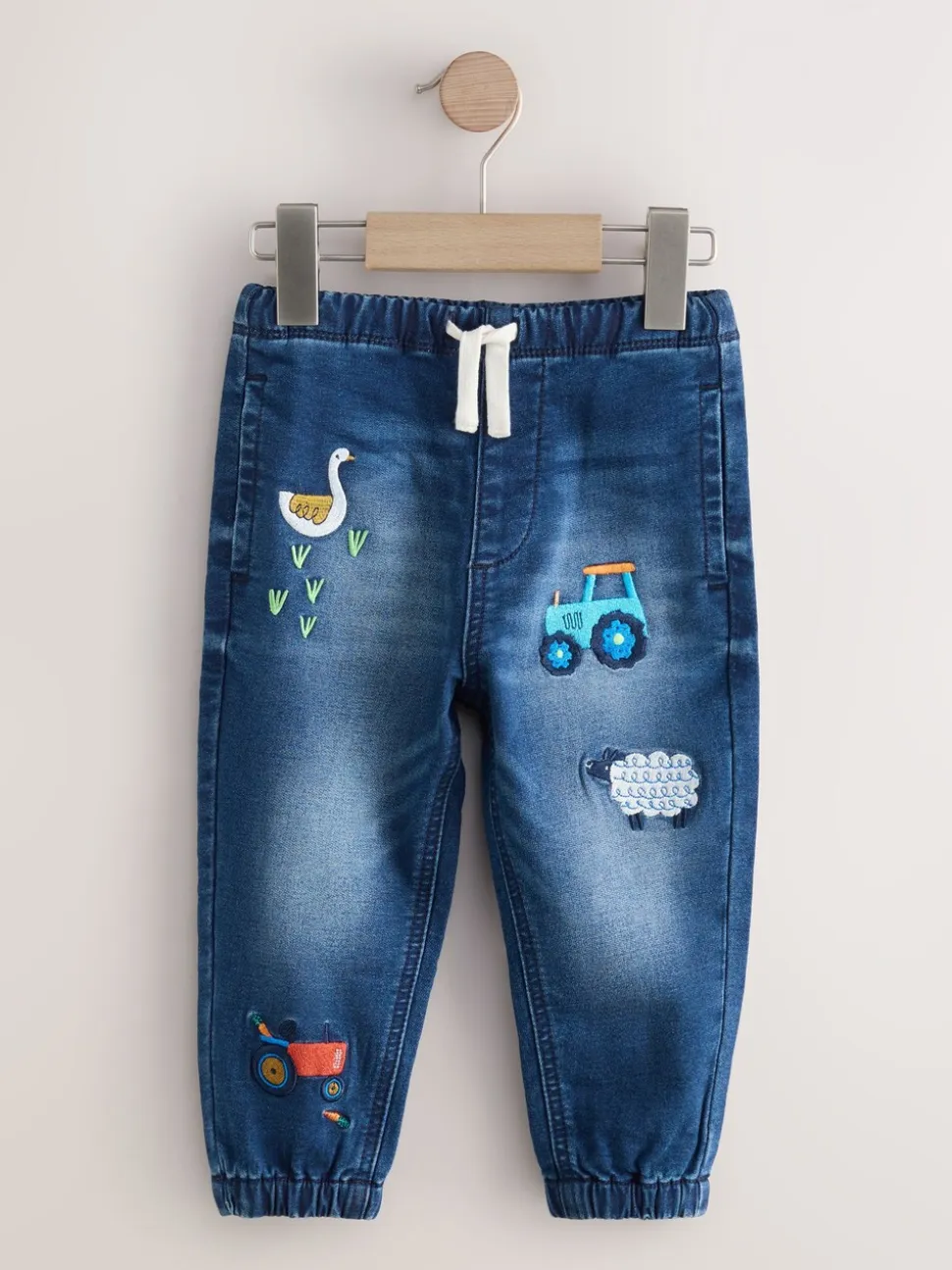 Middelblauw Boerderijpersonage - Jeans met elastische taille (3mnd-7jr)
