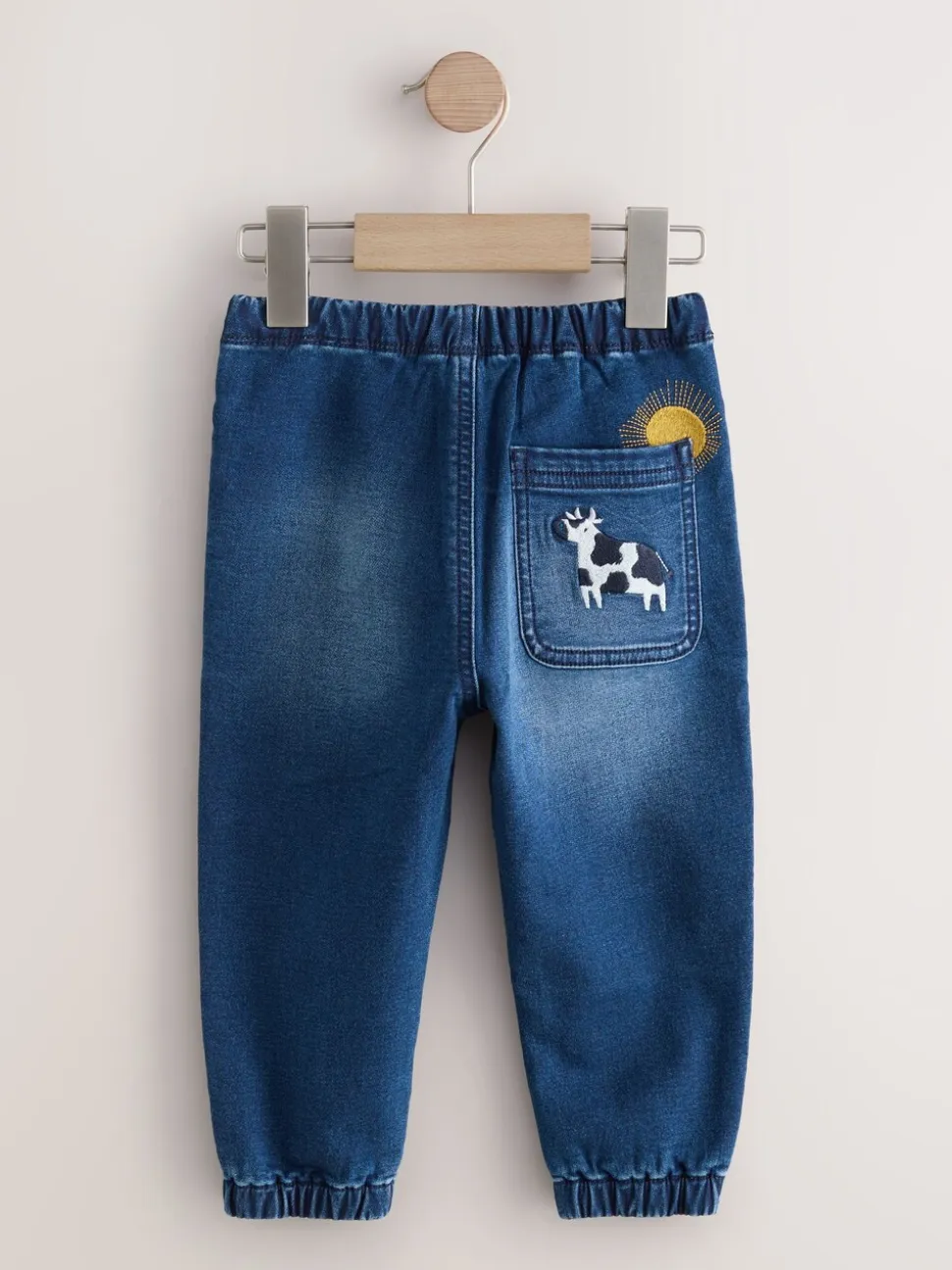 Middelblauw Boerderijpersonage - Jeans met elastische taille (3mnd-7jr)