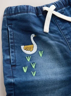 Middelblauw Boerderijpersonage - Jeans met elastische taille (3mnd-7jr)