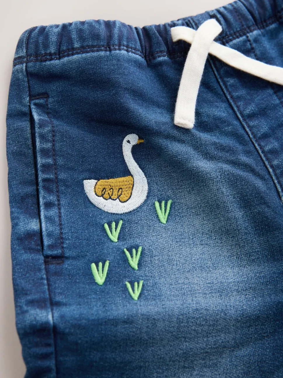 Middelblauw Boerderijpersonage - Jeans met elastische taille (3mnd-7jr)