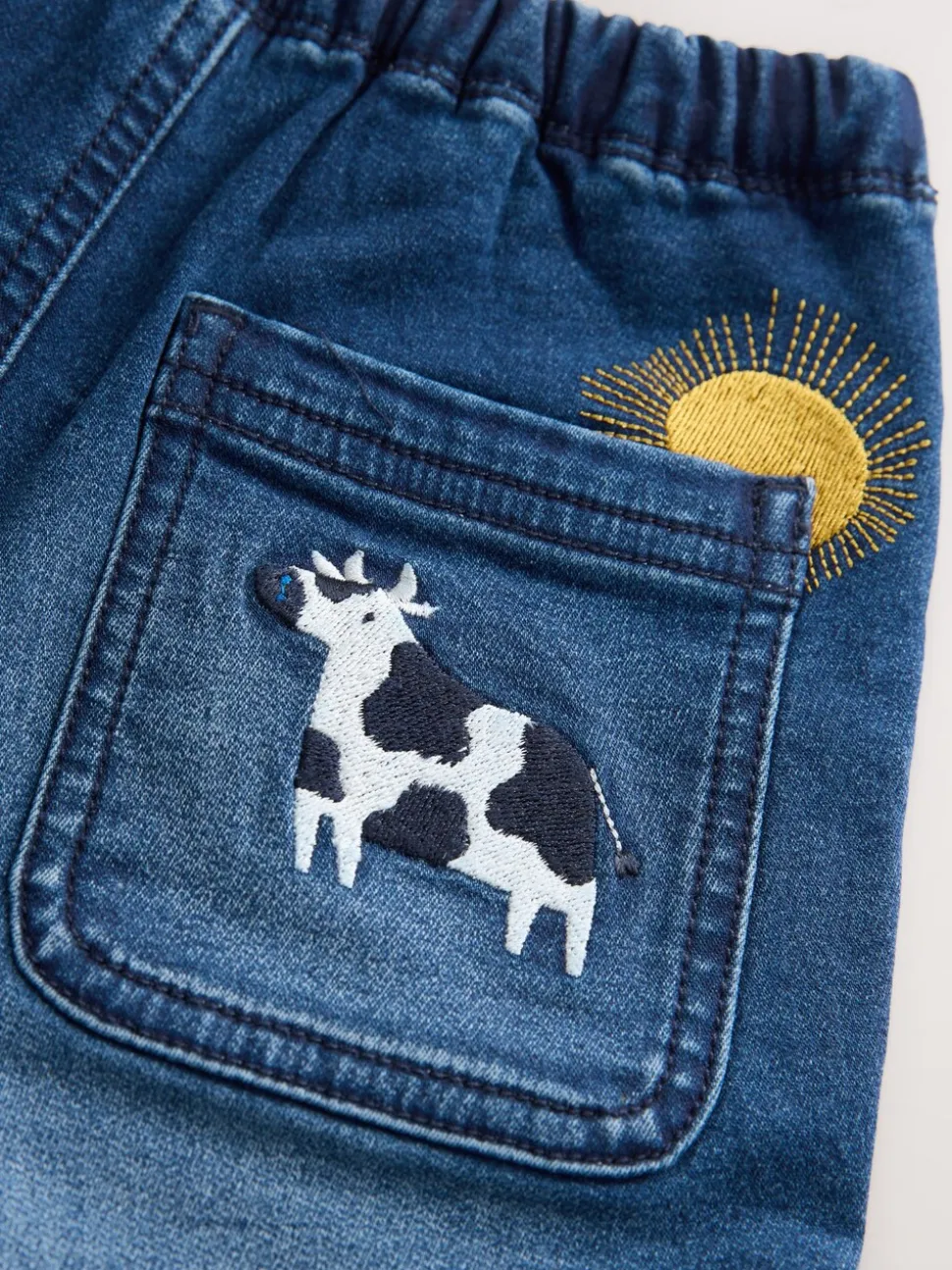 Middelblauw Boerderijpersonage - Jeans met elastische taille (3mnd-7jr)