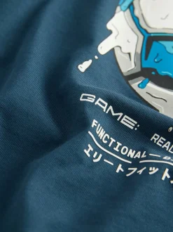 Middelblauw voetbal - Relaxed Fit Graphic Long Sleeve Cotton T-Shirt (3-16yrs)